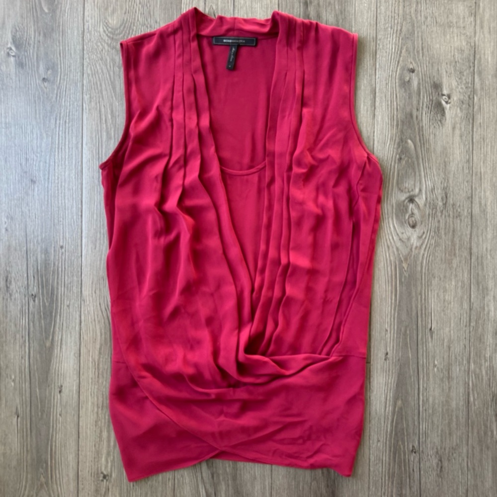 BCBGMAXAZRIA Doris Wrap Tank in Ruby